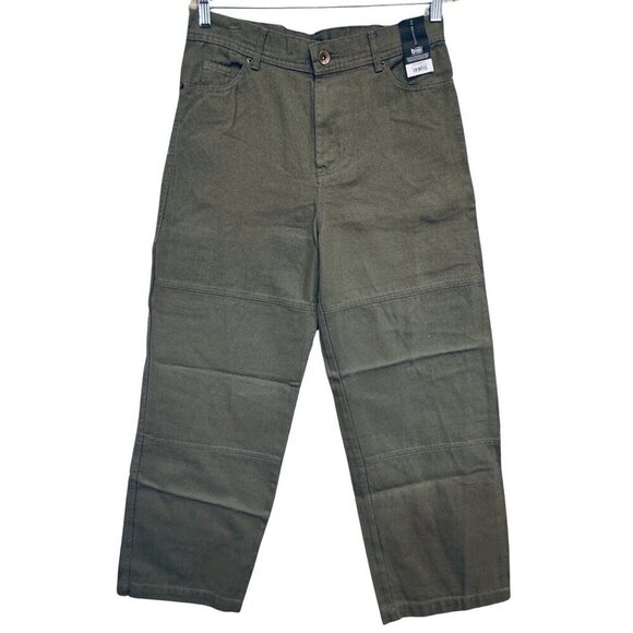 NO‎ BOUNDARIES Canvas Carpenter Pants Unisex Green Artichoke Slouch Grunge NEW - Picture 3 of 8